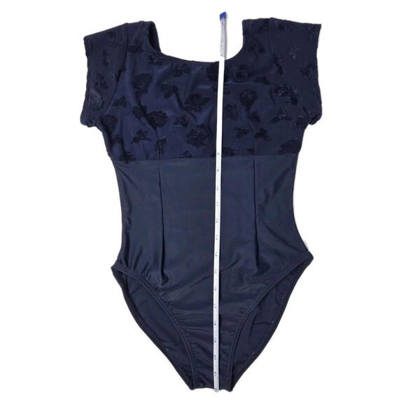 Body Wrappers VTG Embossed Floral Navy SS Dance Leotard Size Preteen Adult XS/S - Picture 15 of 16